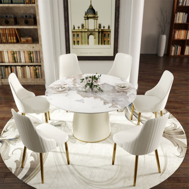 53.15" Modern White Artificial Stone Tabletop Dining Table