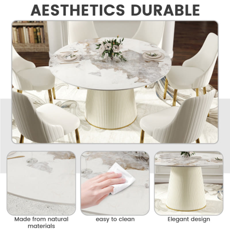 53.15" Modern White Artificial Stone Tabletop Dining Table