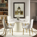 53.15" Modern White Artificial Stone Tabletop Dining Table - image 2