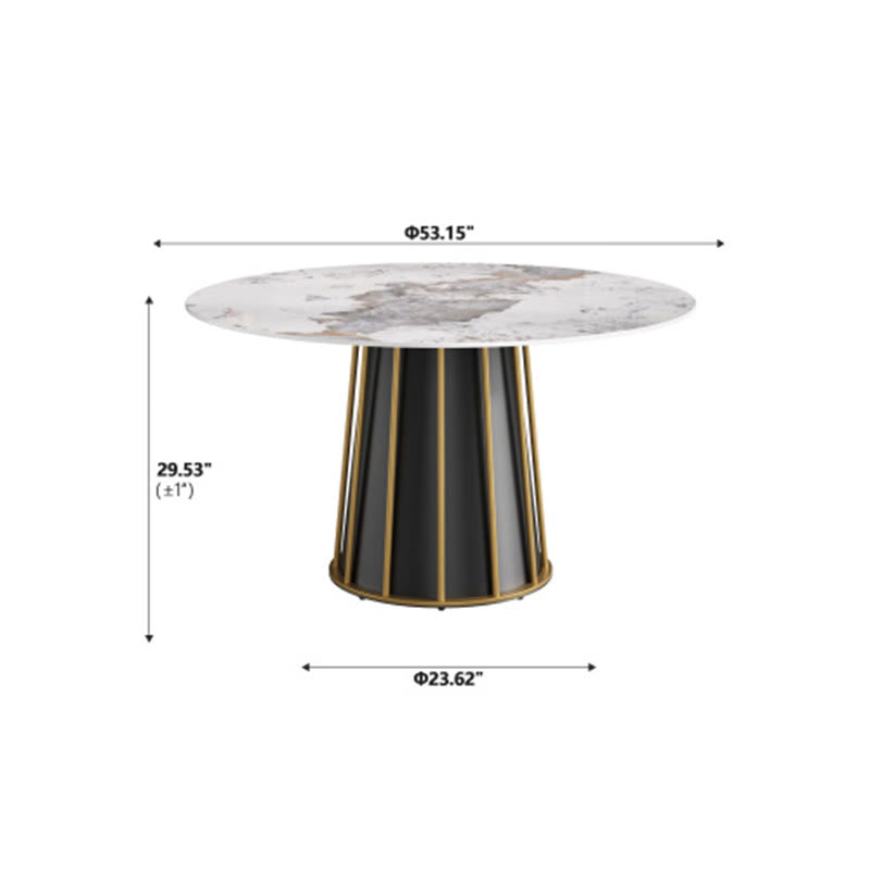 Modern Round Panel Metal Iron Base Dining Table - image 8