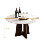 Sintered Stone Round Dining Table With Sturdy Cross Wood Base  - image 8