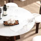 Sintered Stone Round Dining Table With Sturdy Cross Wood Base  - image 5