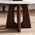 Sintered Stone Round Dining Table With Sturdy Cross Wood Base  - image 6