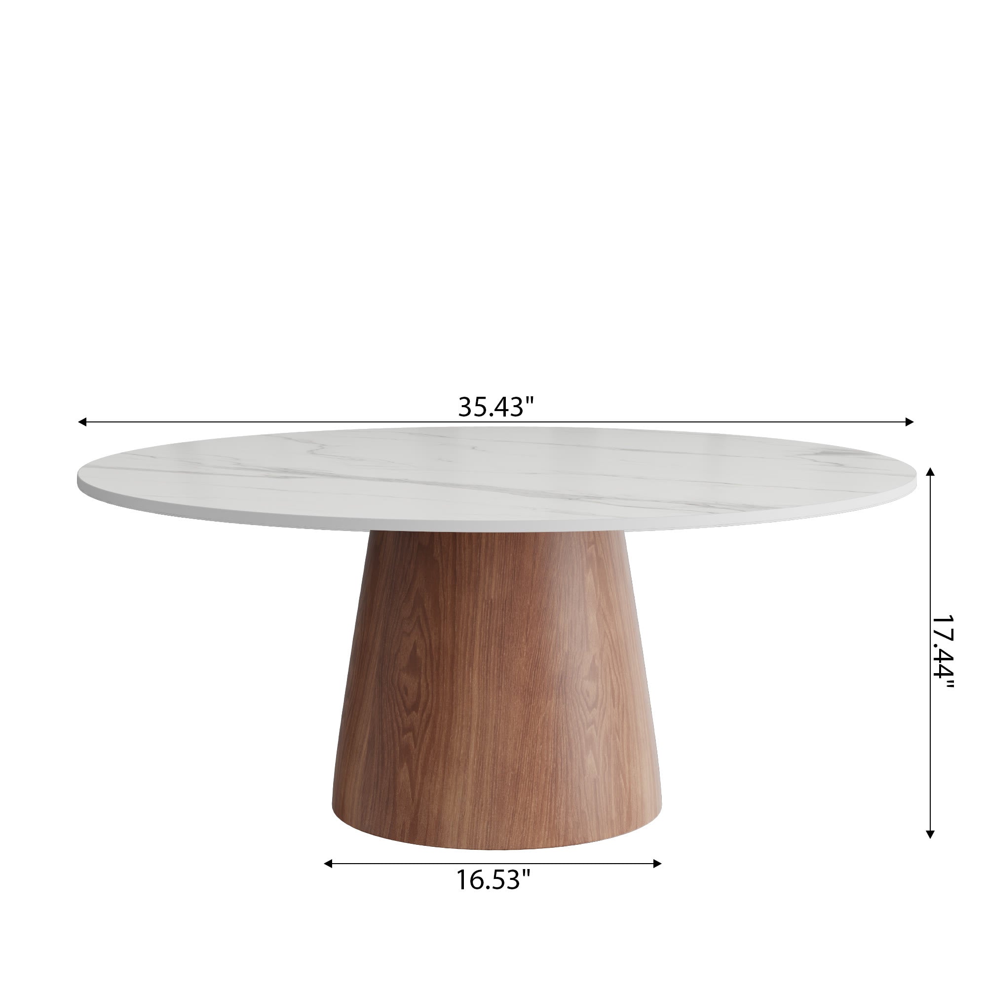 Mid-century Round Solid Wood Pedestal Coffee Table - image 17
