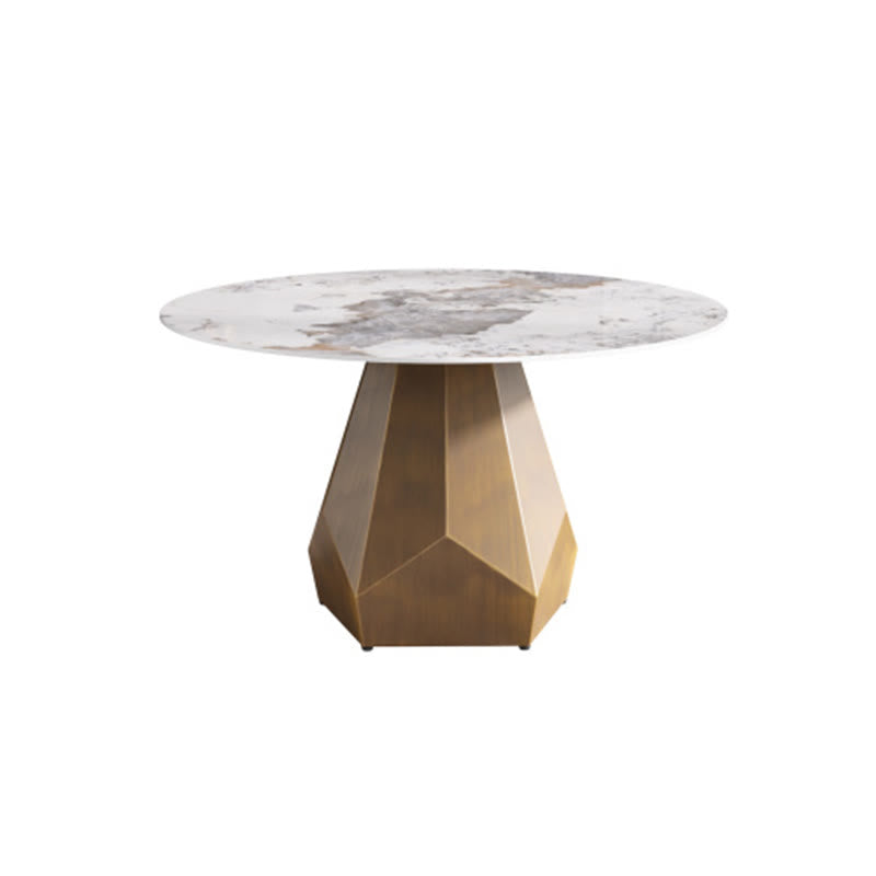Sintered Stone Tabletop Dining Table With Polygonal Base