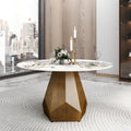 Sintered Stone Tabletop Dining Table With Polygonal Base - W53.15" x D53.15" x H29.53" - image 0