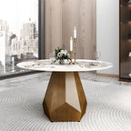 Sintered Stone Tabletop Dining Table With Polygonal Base - W53.15" x D53.15" x H29.53" - image 0