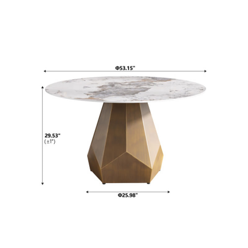 Sintered Stone Tabletop Dining Table With Polygonal Base