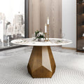 Sintered Stone Tabletop Dining Table With Polygonal Base