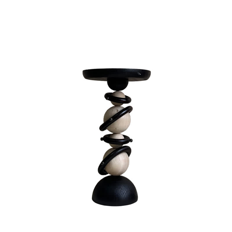 Vintage Artistic Wooden Candle Holder Decorative Tray - Black - image 14