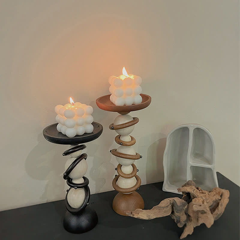 Vintage Artistic Wooden Candle Holder Decorative Tray - image 0