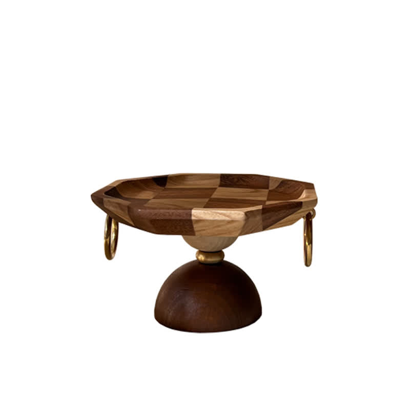 Vintage Pedestal Wooden Tray Decorative Ornament
