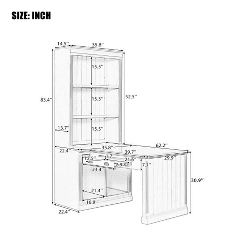 Modern Office Desk With Tall Open Shelves - image 12
