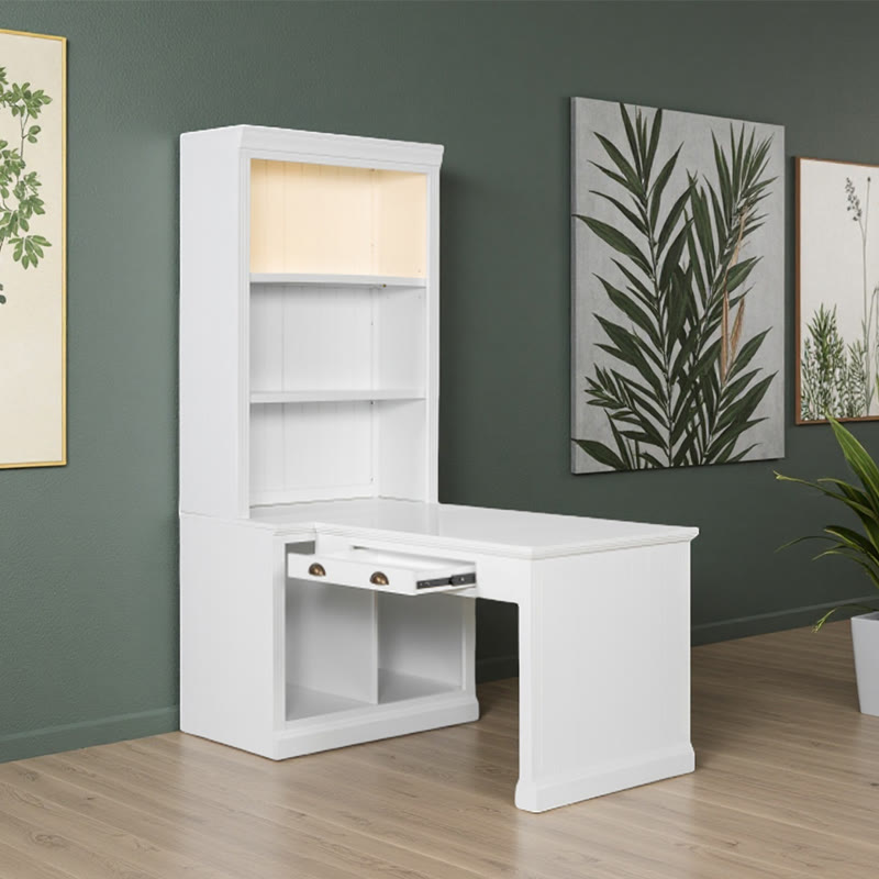 Modern Office Desk With Tall Open Shelves - 35.80"L x 62.20"W x 83.40"H - image 0