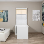 Modern Office Desk With Tall Open Shelves - image 2