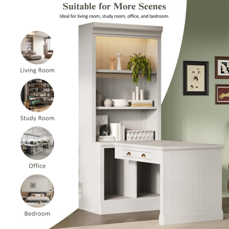Modern Office Desk With Tall Open Shelves - image 7