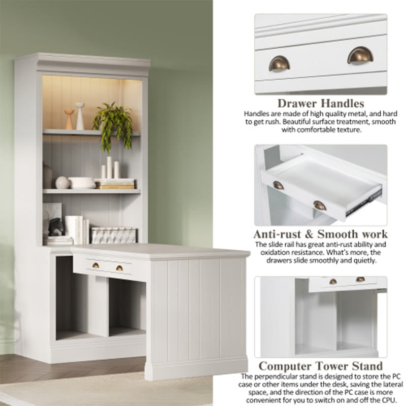 Modern Office Desk With Tall Open Shelves - image 8