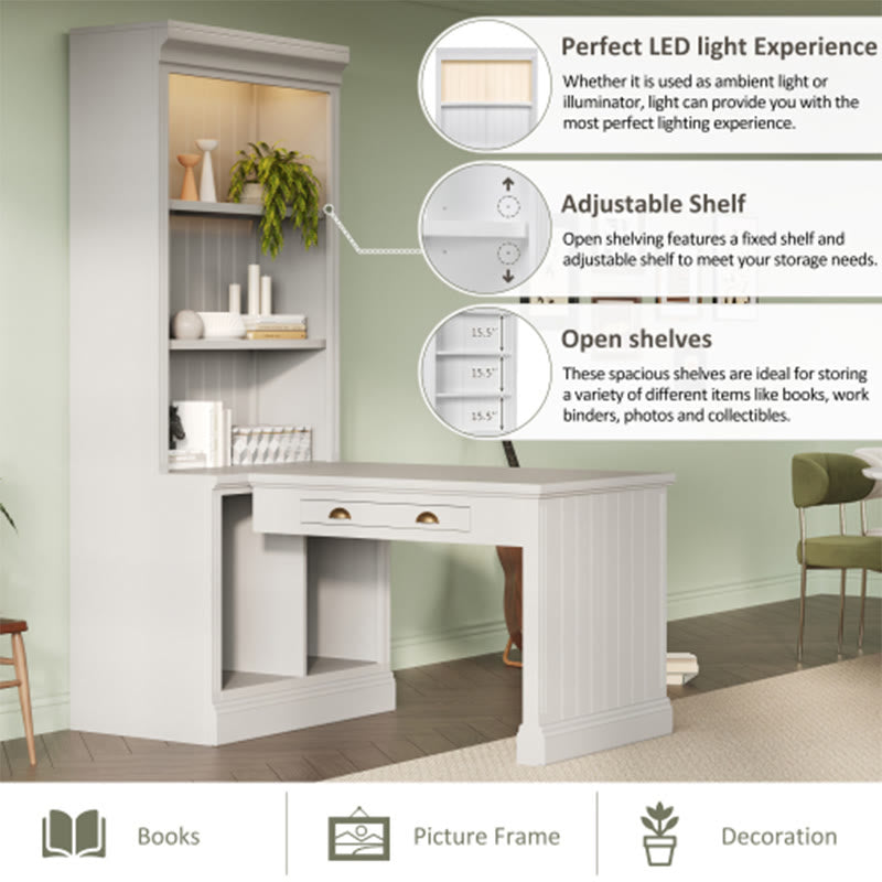 Modern Office Desk With Tall Open Shelves - image 5