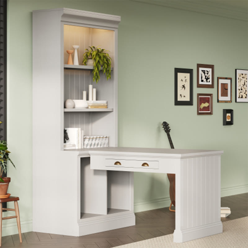 Modern Office Desk With Tall Open Shelves - image 3
