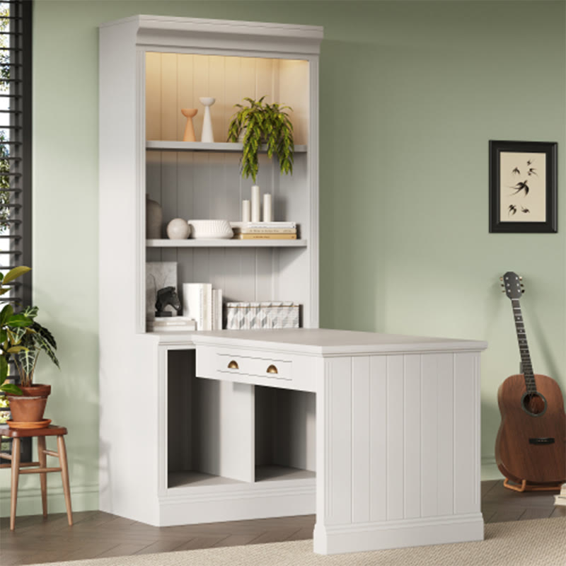Modern Office Desk With Tall Open Shelves - image 4
