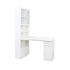 L-shaped Corner Computer Desk With Glass-door Storage Cabinet - image 1