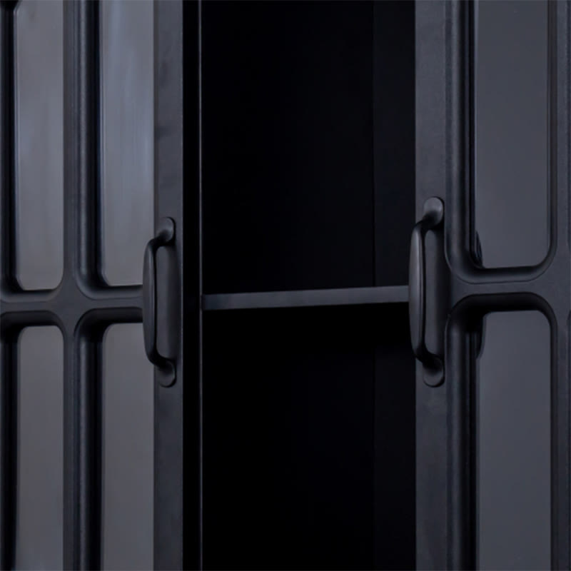 L-shaped Corner Computer Desk With Glass-door Storage Cabinet