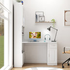 L-shaped Corner Computer Desk With Glass-door Storage Cabinet - image 4