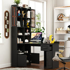L-shaped Corner Computer Desk With Glass-door Storage Cabinet - image 6