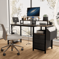 Office Desk With 2 Monitor Stands And Fabric File Cabinet - 35.80"L x 62.20"W x 83.40"H - image 0