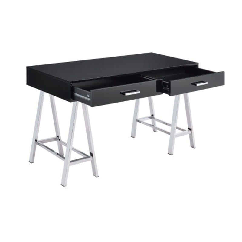 Black High Gloss And Chrome Finish Writing Desk  - image 1