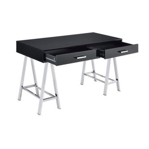 Black High Gloss And Chrome Finish Writing Desk  - image 1