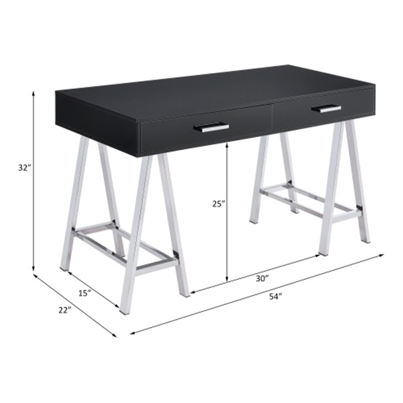 Black High Gloss And Chrome Finish Writing Desk  - image 8
