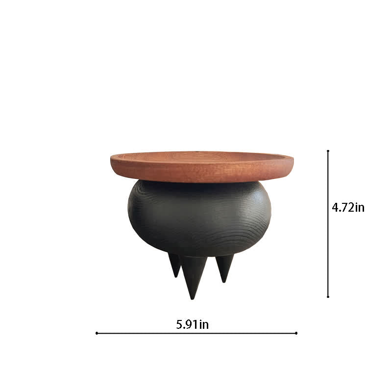 Wooden Retro Round Tray Decorative Ornament