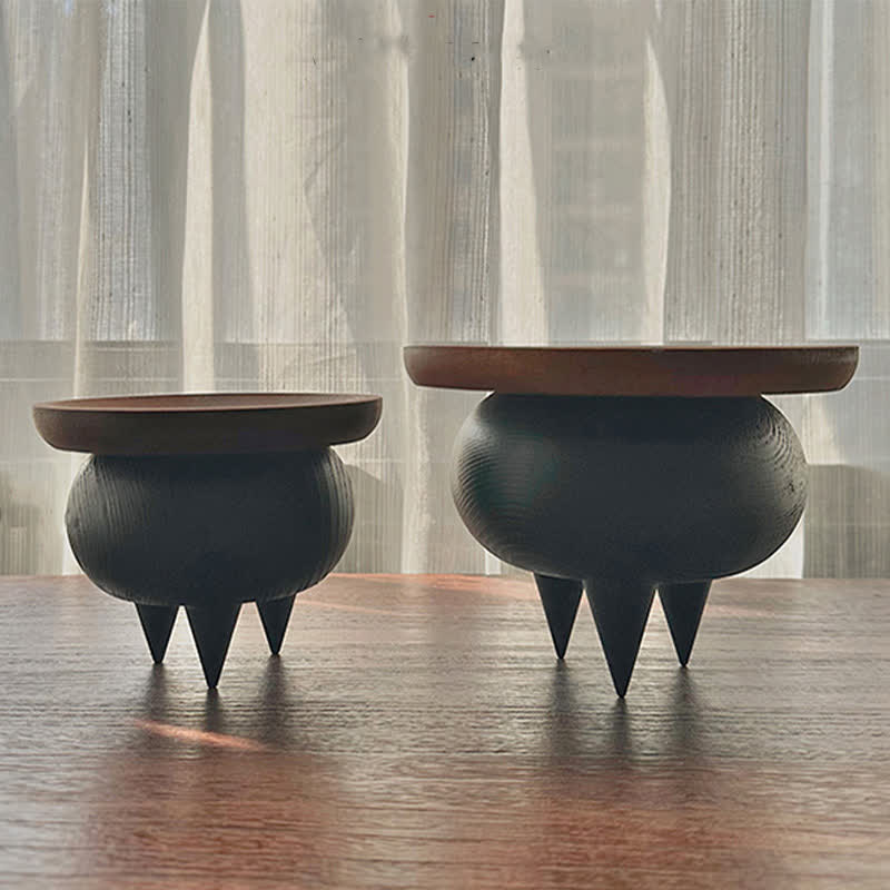 Wooden Retro Round Tray Decorative Ornament