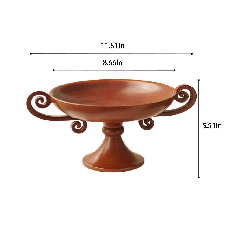 Retro Creative Round Solid Wood Tray Ornament