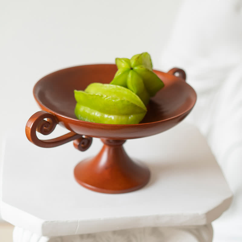 Retro Creative Round Solid Wood Tray Ornament