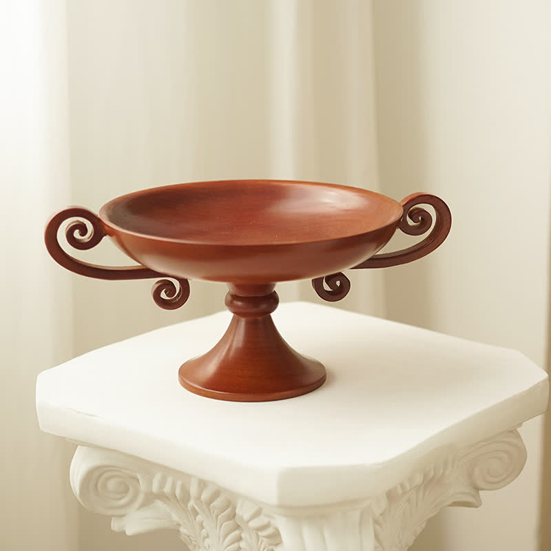 Retro Creative Round Solid Wood Tray Ornament