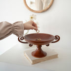Retro Creative Round Solid Wood Tray Ornament - image 8