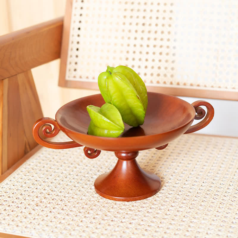Retro Creative Round Solid Wood Tray Ornament