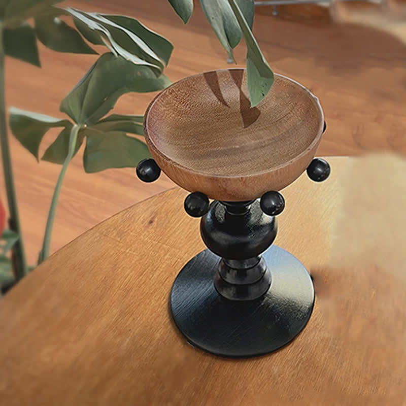 Vintage Wooden Pedestal Tray Home Ornament - image 11