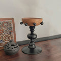 Vintage Wooden Pedestal Tray Home Ornament - Black - image 4