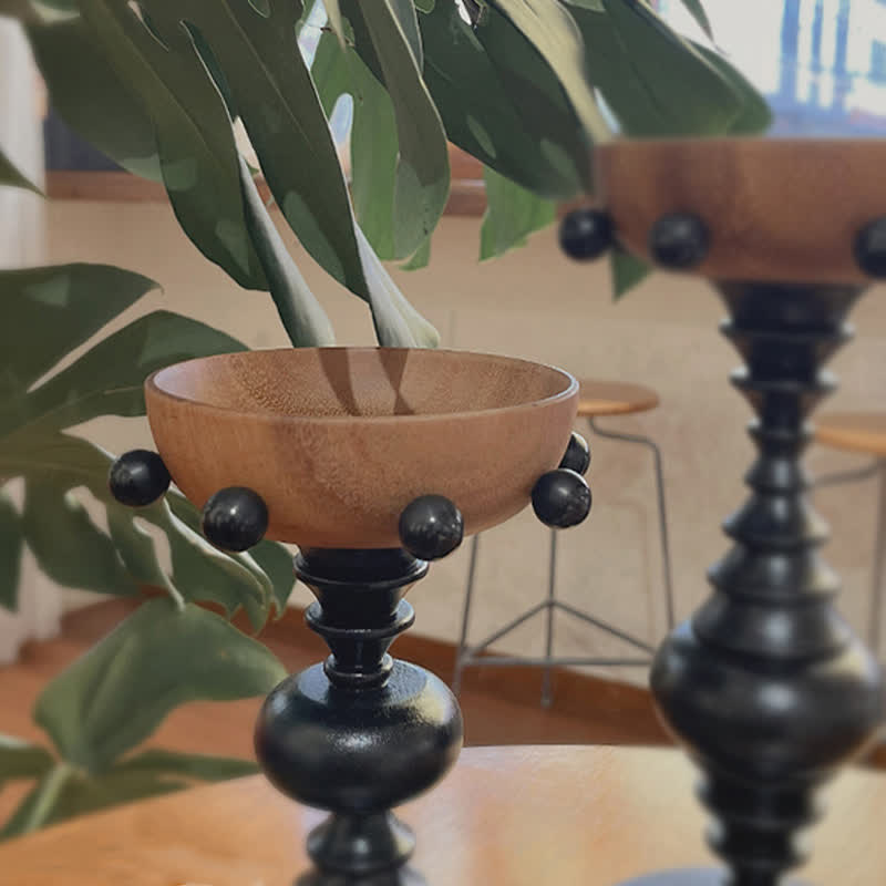 Vintage Wooden Pedestal Tray Home Ornament - image 10