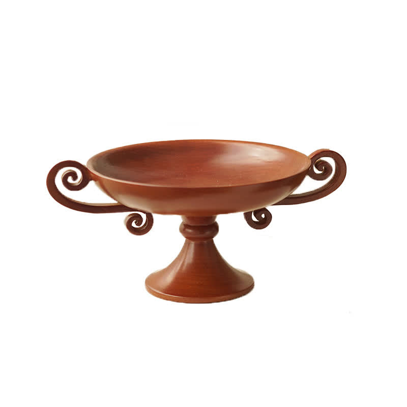 Retro Creative Round Solid Wood Tray Ornament