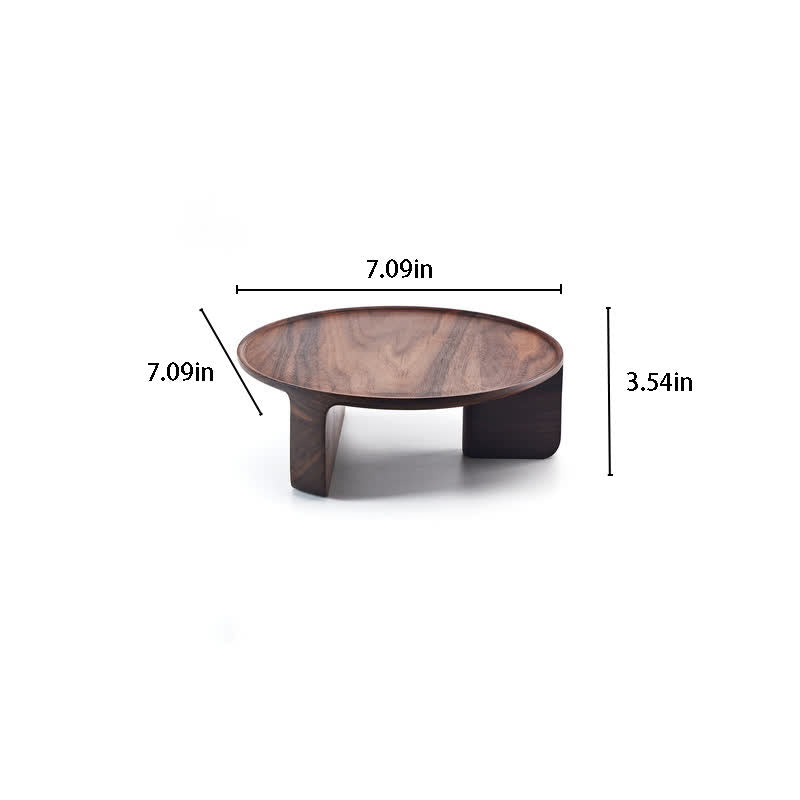 Round Wooden Pedestal Tray