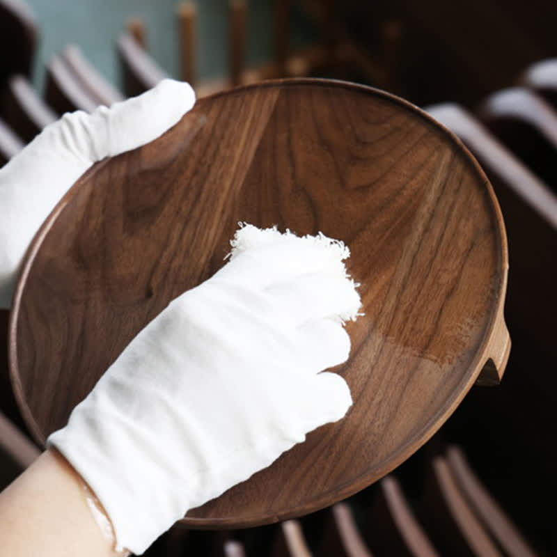 Round Wooden Pedestal Tray