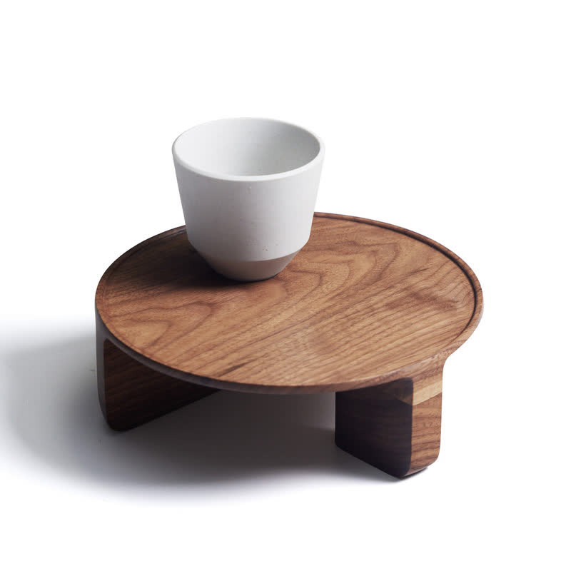 Round Wooden Pedestal Tray - Brown - image 0