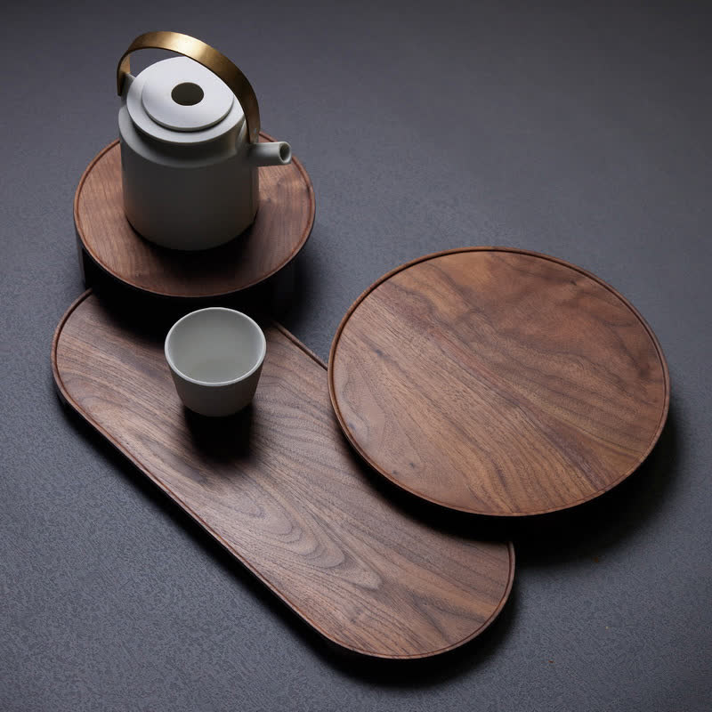 Round Wooden Pedestal Tray