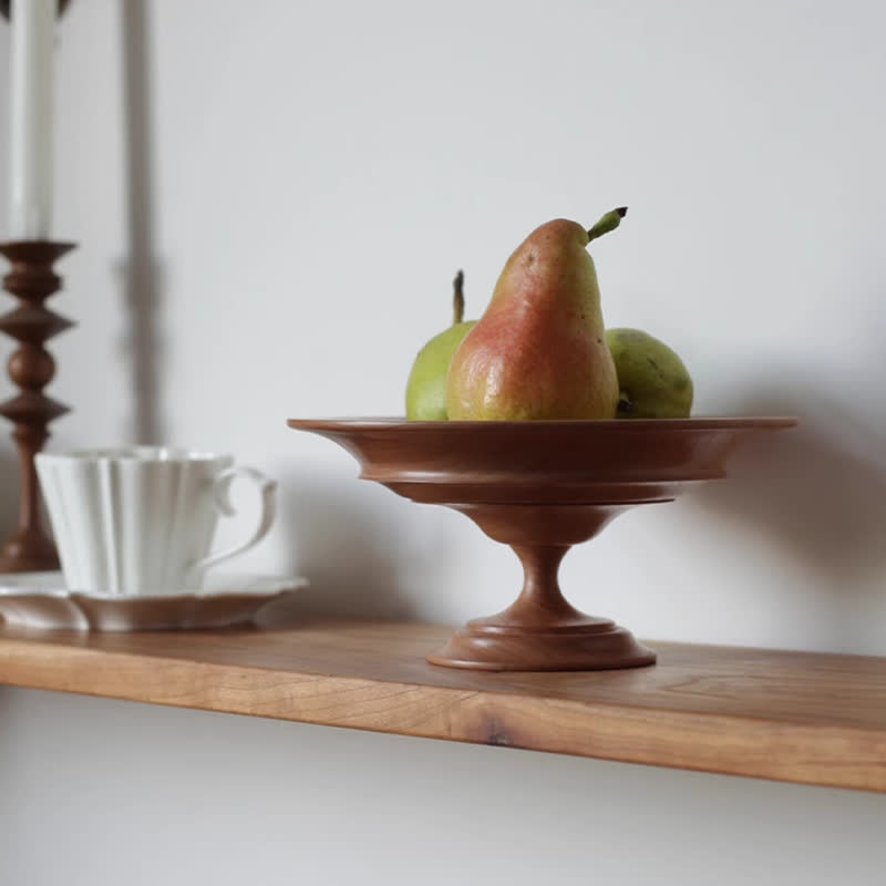 Vintage Handmade Wooden Pedestal Storage Tray