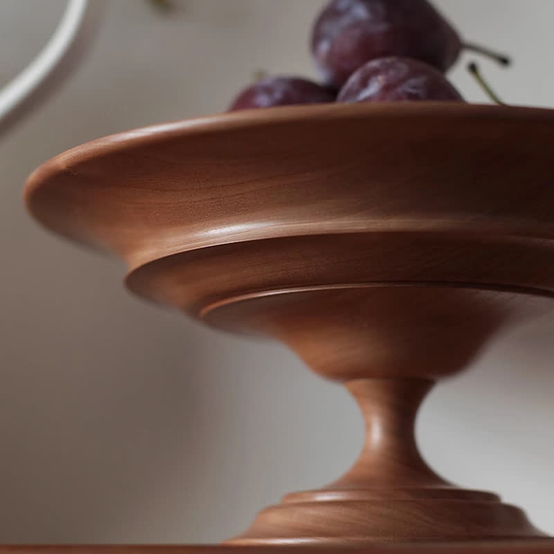 Vintage Handmade Wooden Pedestal Storage Tray - image 10