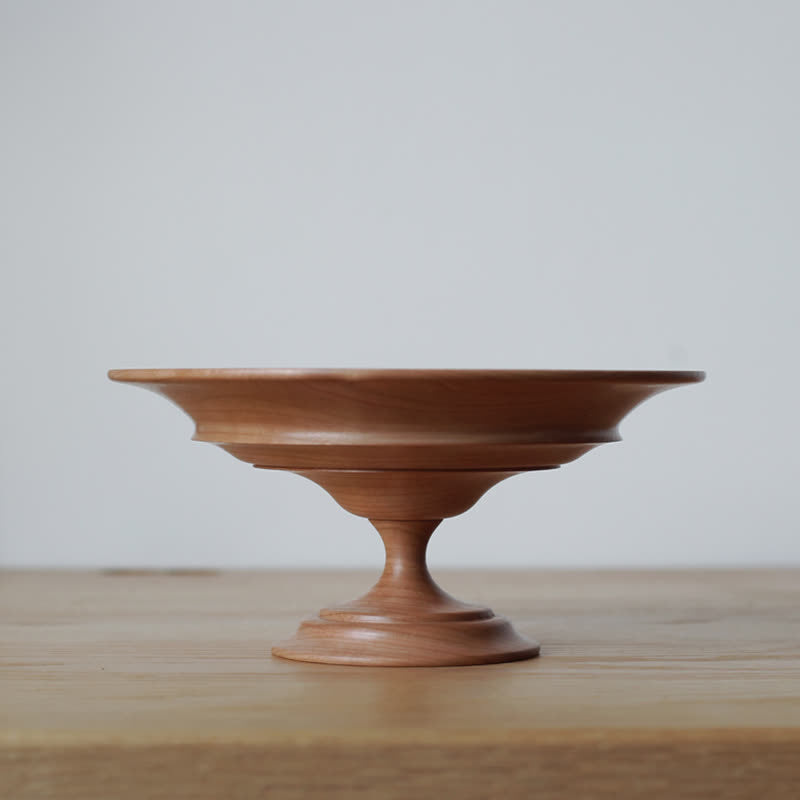 Vintage Handmade Wooden Pedestal Storage Tray - Brown - image 9